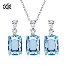 CDE 925 пробы, Серебряный ювелирный набор для женщин, украшенный кристаллами Swarovski, подвески, ожерелья, серьги, ювелирный набор, подарок