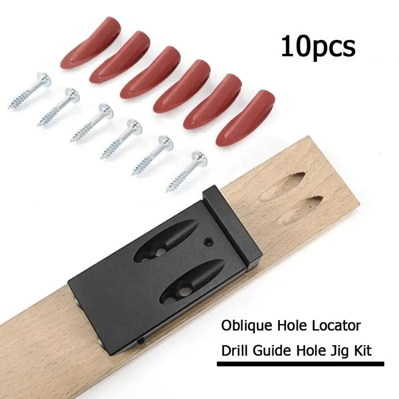 

10pcs/set Oblique Hole Locator Drill Guide Set Hole Jig Kit Stopper Plugs+Screws Inclined Hole Locator Fittings