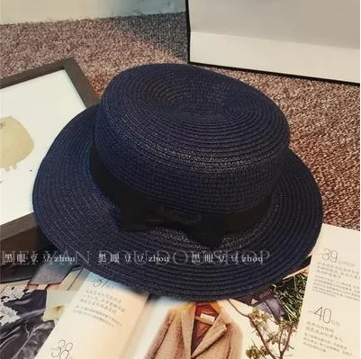 Модные Гавайские соломенная Солнцезащитная шляпа милые женские солнцезащитные шляпы лук ручной работы женские Соломенная шляпка пляжные большой край шляпа Повседневная обувь для девочек летняя кепка