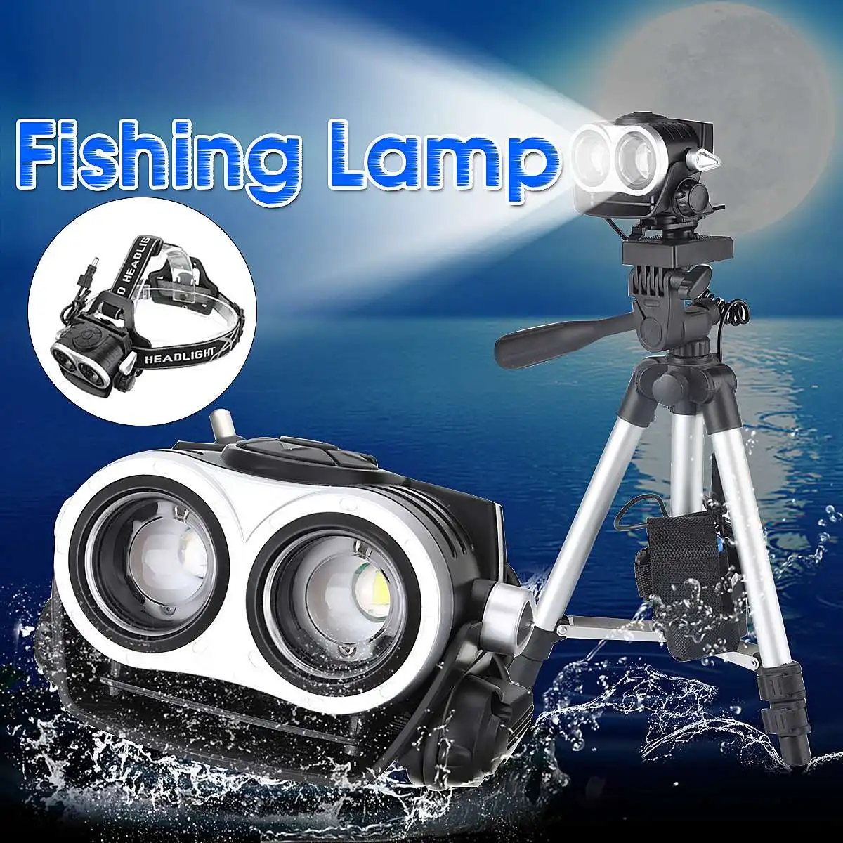 

Elfeland 3 mode T6 LED Headlight Headlamp bicycle head light torch for fishing camping+4 Battery pack+charger+bands+Bracket