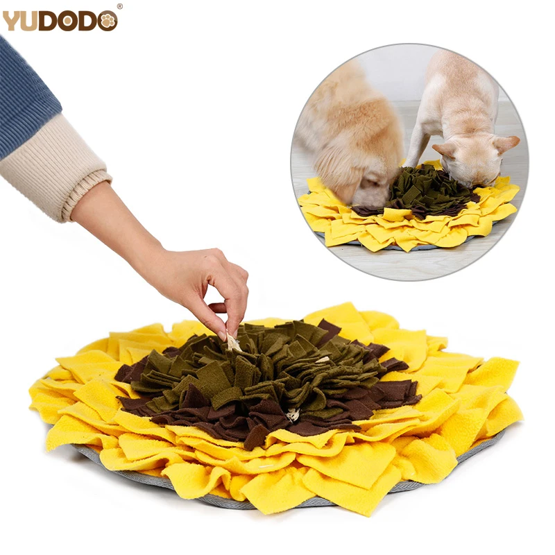 

Sunflower Shape Pet Dog Toy Sniffing Mat Find Food Training Blanket Interactive Playing Toys For Dogs Relieve Stress