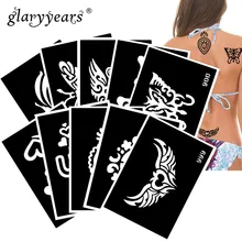 10 шт./компл. для нанесения хны и тату трафарет розетка шаблон Рисование пастой для боди-арта тату трафарет пикантный товар Водонепроницаемый HN#37