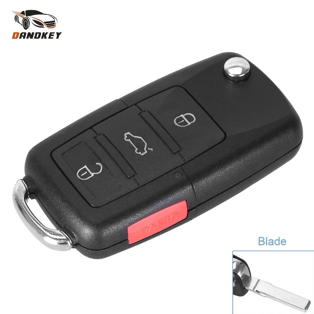 Чехол для ключей с откидной крышкой Dandkey Fob 4 кнопки 3 + 1 паника VW Passat Jetta Golf Car чехол