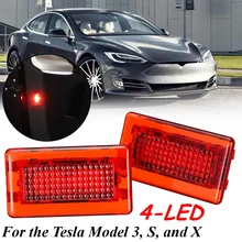 Универсальный для Tesla модель 3 S X 2 шт. автомобиля высокая яркость белый красный светодиод высокой выход интерьер световая дверная лампа лужа ствол свет