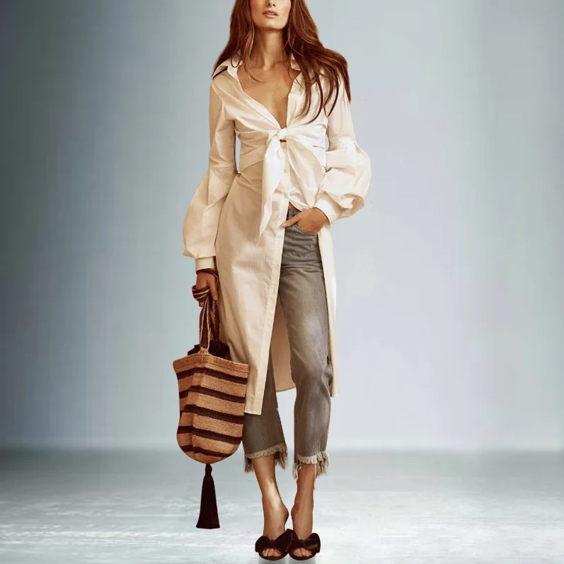 

Spring Loose Woman Midi Pure Color Shirt Dress 2019 Spring Summer Casual with Belt Long Sleeve Boho Dresses Midi Vestido