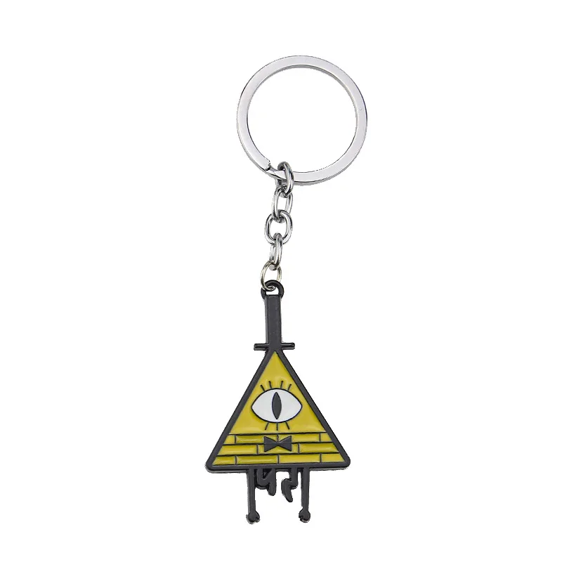 

Anime Gravity Falls Bill Cipher keychain top hat string tie triangle cartoon metal key ring personalized funny novelty Llavero