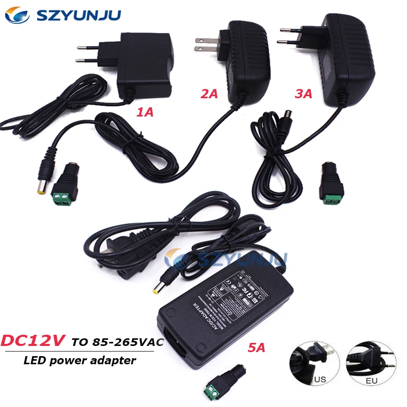 DC12V для AC100-240V освещение Transformes выход DC12V 1A 2A 3 5A EU/US светодиодный Мощность adapterlight для 5630 5050 светодиодный полосы