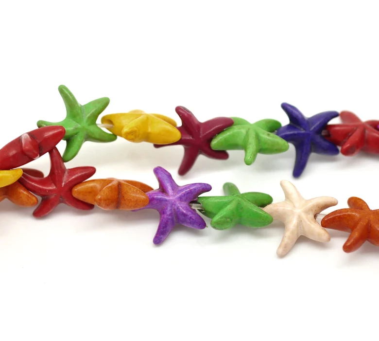 

DoreenBeads 2Strands Mixed Created Howlite Gem Stone Starfish Loose Beads Dyed 15mmx14mm(5/8"x4/8") (B18957), yiwu