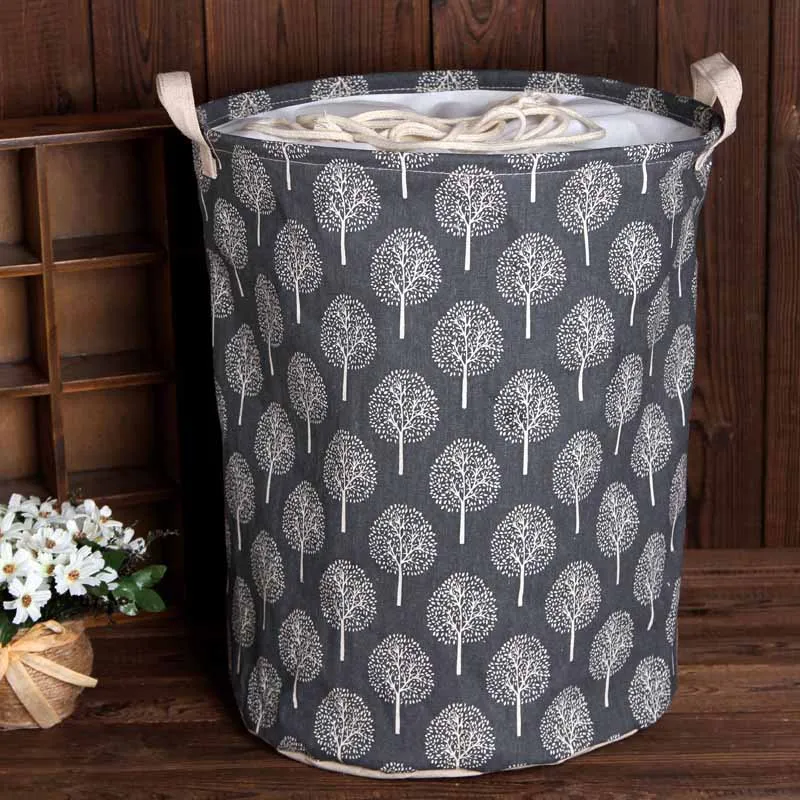 

Large Canvas Bucket Drawstring Beam Port Dirty Clothes Laundry Basket Foldable Toys Storage Organizer Household Sundries Bag