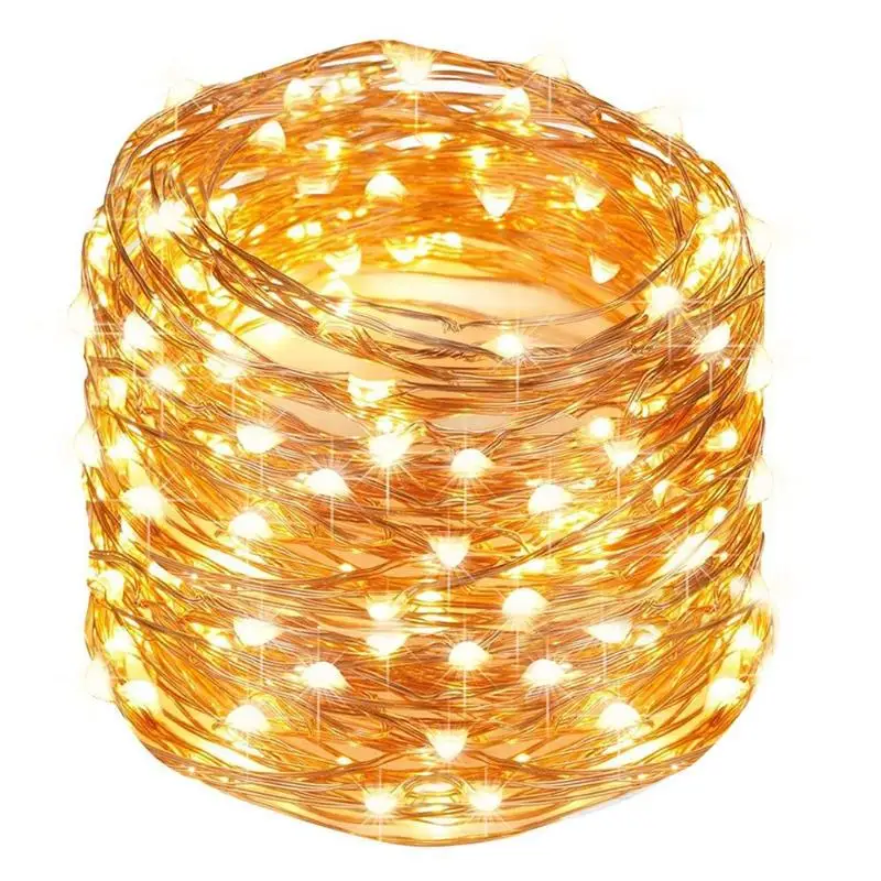 

10m 100LED Copper Wire Lamp 8 Function Remote Control Waterproof Battery Box Light String Decorative Fairy Lights