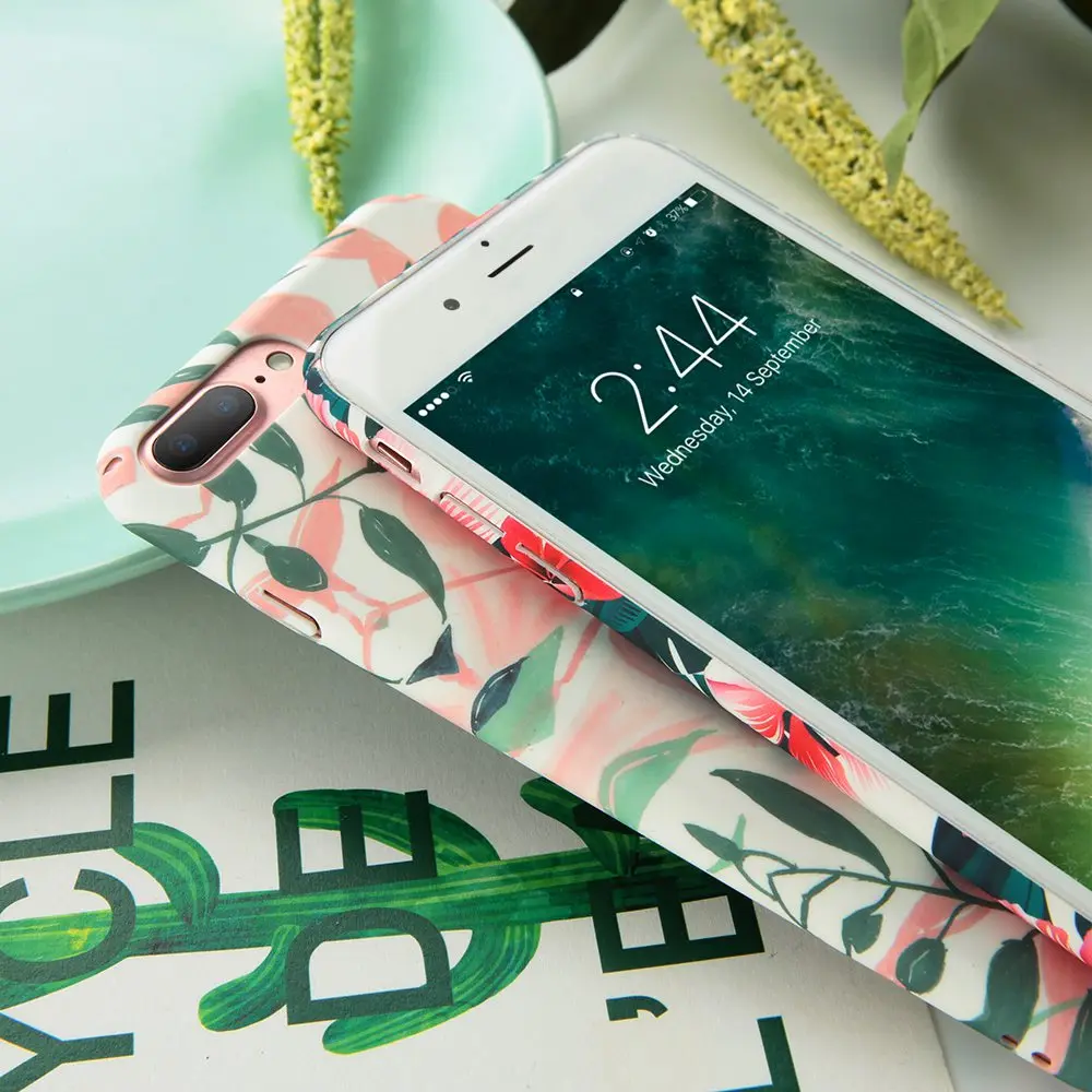 Чехол KISS, художественный чехол с листьями для iPhone 7, 8 Plus, цветочный узор, Жесткий Чехол из поликарбоната для iPhone X, XS, Max, XR, 6s, 6, 7 Plus, чехол для телефона, Funda