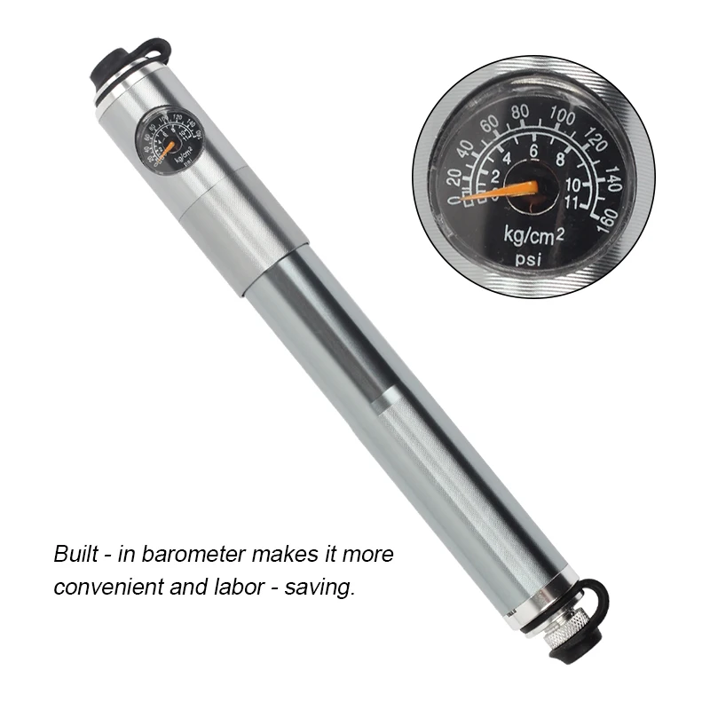 BIKEIN MTB Bicycle Mini Pump Bike Portable Air Pump With Gauge Tire Ball Inflator For AV/FV Aluminum CNC Schrader Presta Valve