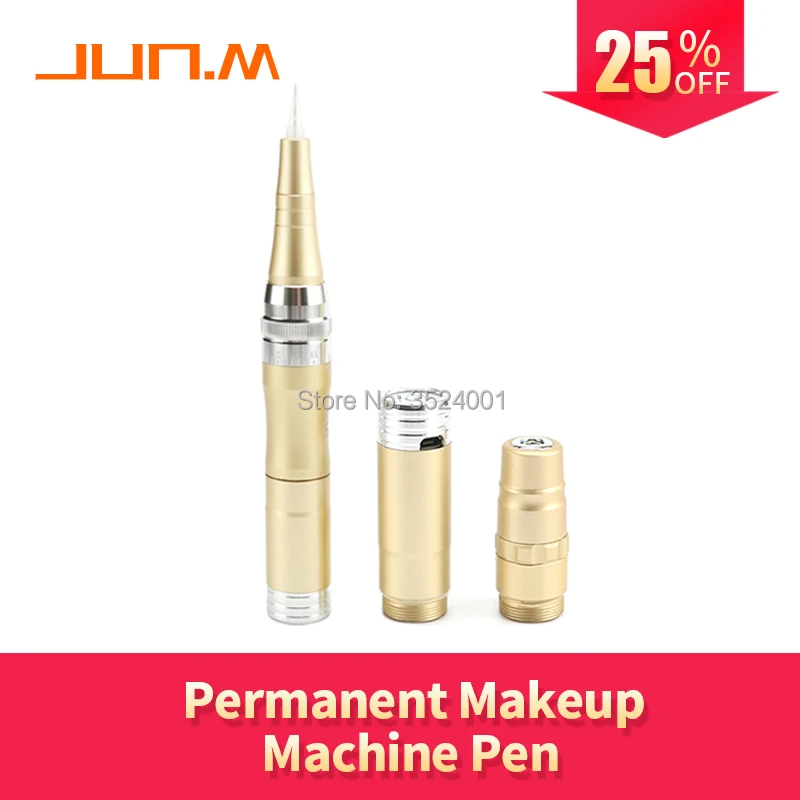 

New JS Colour Golden Professional Micro Needles Machine With Portable Battery Charging plug-in Permanent Makeup machine Pen