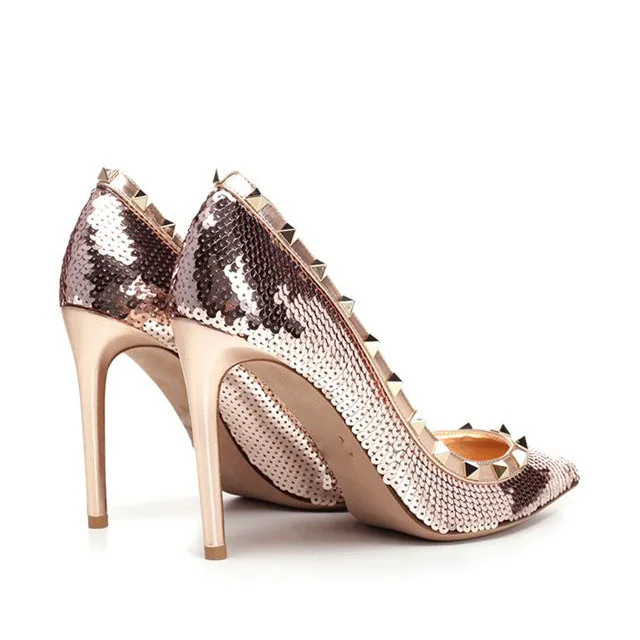 2019 Aiguilles Talons Simples Or Femmes or Rivets De Grande Moraima argent Nouveau Snc Taille Printemps Mode Argent Noir Chaussures 5SzfnqIX