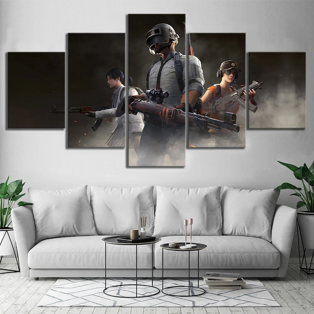 

5 Piece Pubg Stimulate The Battlefield Video Game Poster Wall Pictures for Home Decor Poster Artwork Wall Decor Canvas Wholesale