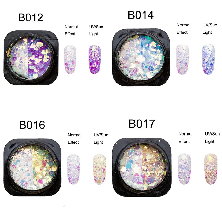 مزيج اللون لامع مكتنز لالمسامير شىء صغير براق مسمار الفن بريق الترتر لمسمار تصميم DIY بودرة لامعة للأظافر الديكور SF3046