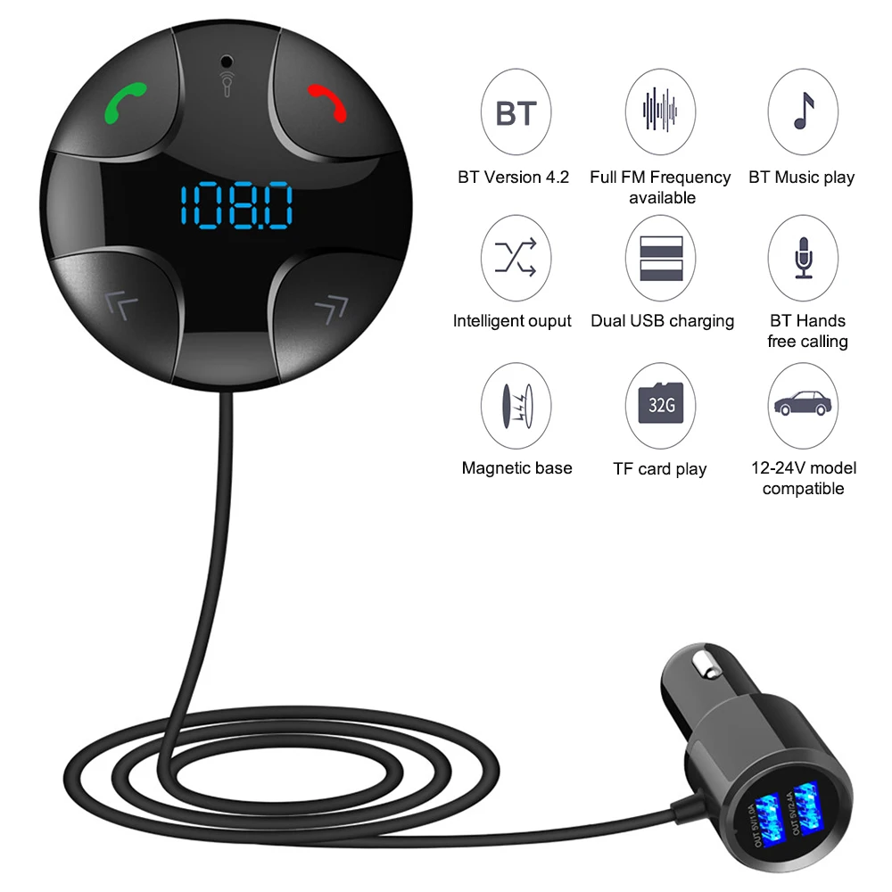 Bluetooth FM передатчик Quelima BC29B магнитный автомобильный BT беспроводной радиоадаптер