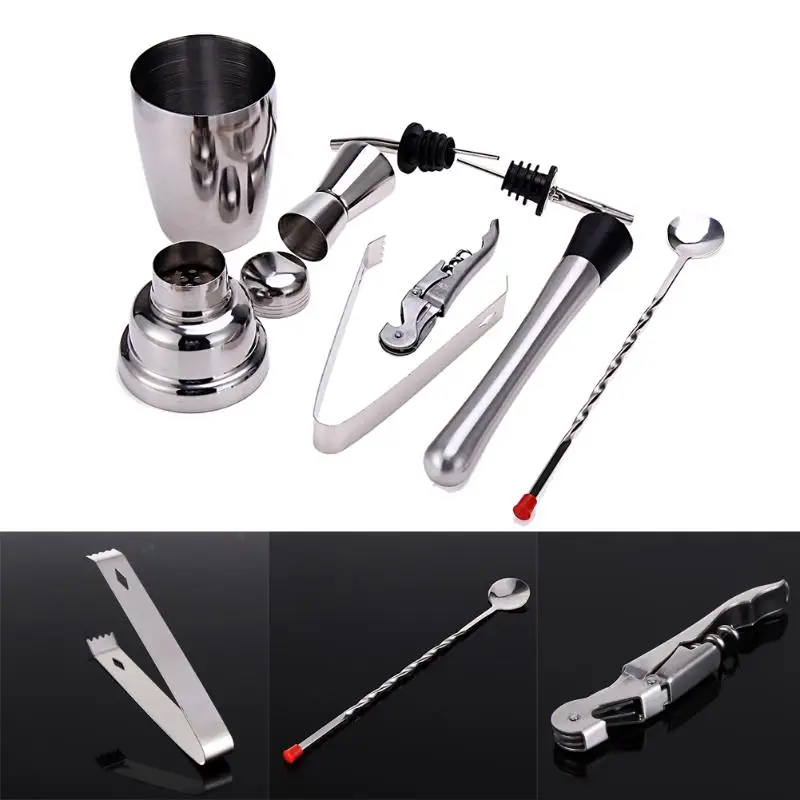 

8pcs/set 350ML Stainless Steel Cocktail Set Bartender Kit Shaker Wine Tools Cocktail Shaker Mixer Drink Wine Tools Bar Accessori