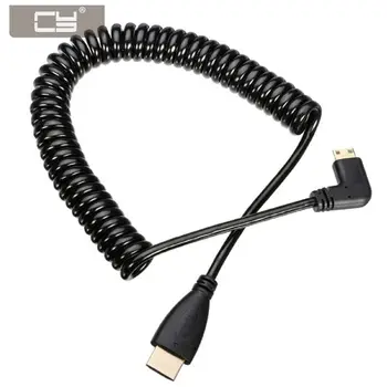 

10pcs/lot left angled 90 degree Type Mini HDMI Male to HDMI Male stretch spring CABLE 1.2m