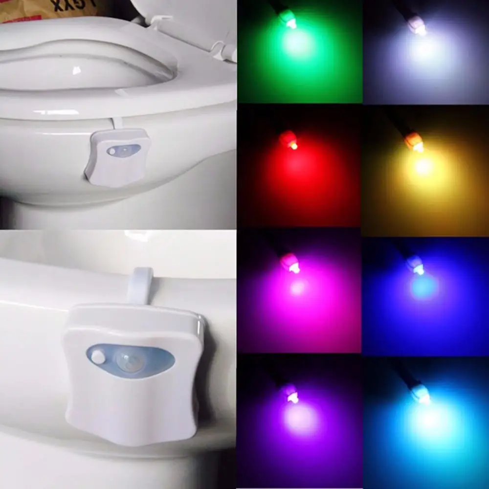 

Smart Bathroom Toilet Nightlight LED Body Motion Activated Seat Sensor Lamp 8 Color Toilet Night Light lamp