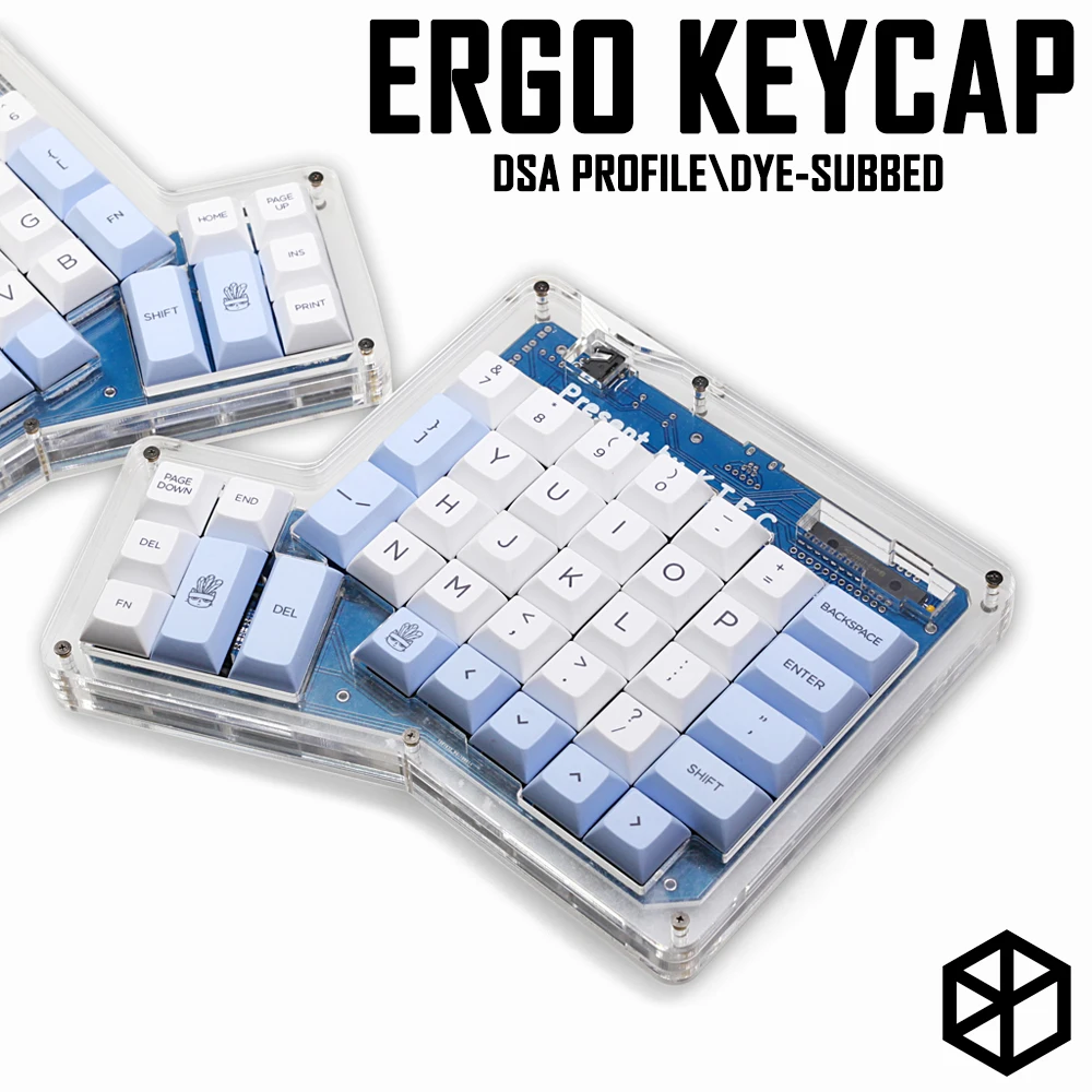 

dsa ergodox ergo pbt dye subbed keycaps custom mechanical keyboards Infinity ErgoDox Ergonomic Keyboard keycaps light blue white