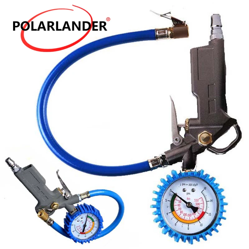 

Auto Air Inflator Gun Tire Inflator Flexible Car Motorcycle Lock On Air Pump Dial Pistol Hose Pressure Guage