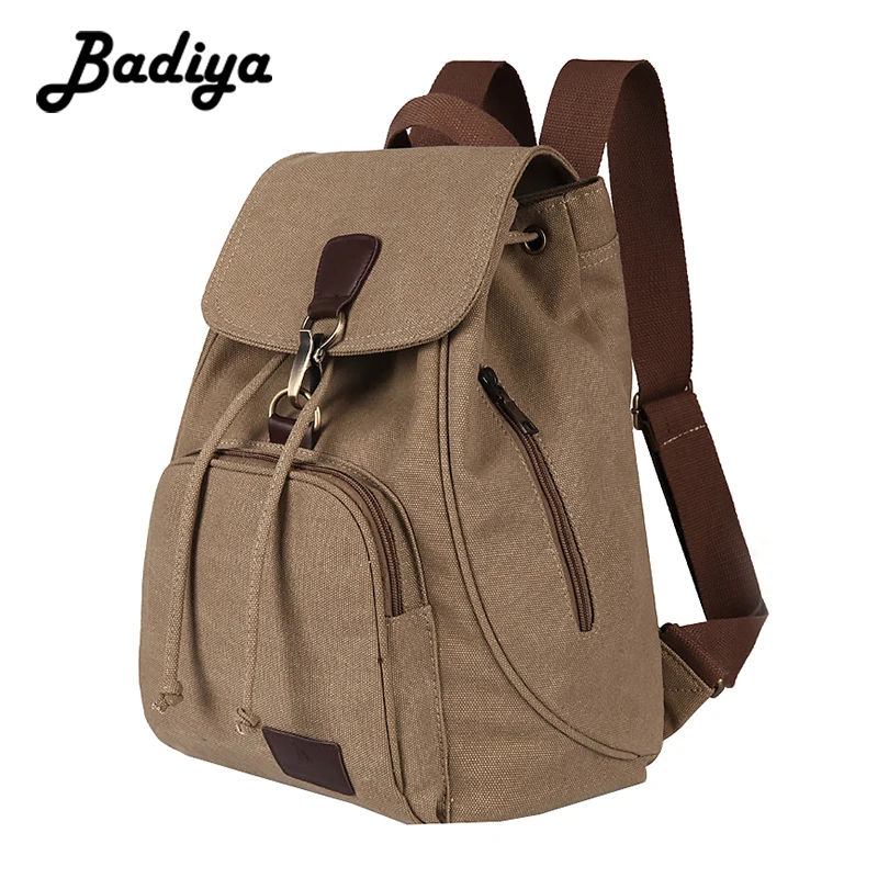 

Retro Canvas Backpacks for Women Multi-Zipper Pocket Student Shoulder Bags Durable School Bags String Travel Bag Female Solid