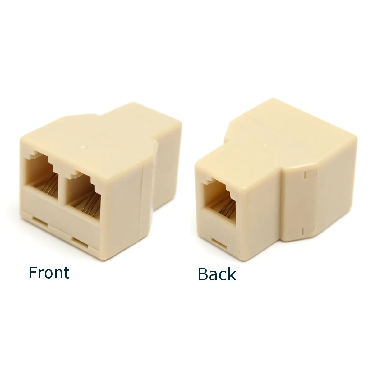 

1 to 2 Female RJ11 Telephone Phone Jack Line Y Splitter Adapter Connector Beige
