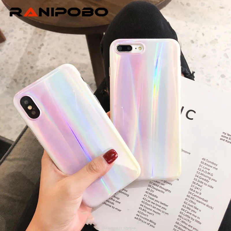 

Laser marble Case for iPhone X XS Max soft silicone Case For iphone 6 6s 7 8 7plus Glossy phone back cover Gift