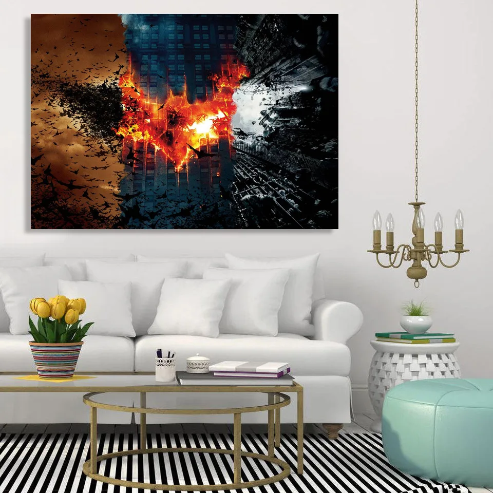 

Printed Canvas Poster Framework Home Decor Wall 5 Pieces Batman Movie Mark For Living Room Painting Modular Pictures