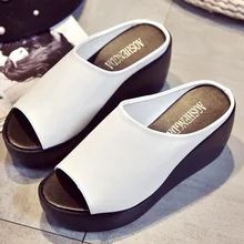 Women Sandals Platform Wedge PU Leather Mules Open Toe Slides Shoes Summer Size Black White Ladies Fashion Slides High Heel Shoe Women Sandals Platform Wedge PU Leather Mules Open Toe Slides Shoes Summer Size Black White Ladies Fashion Slides High Heel Shoe