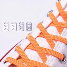 1 пара эластичных шнурков без шнуровки с металлической пряжкой для кроссовок, спортивные разноцветные плоские детские женские мужские шнурки для обуви