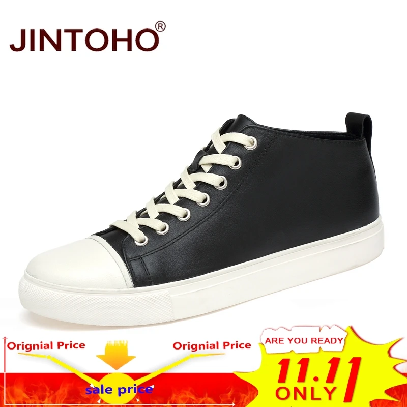 

JINTOHO High Quality Men Geuine Leather Boots Fashion Winter Men Shoes Warm Male Leather Boots Ankle Boots For Men Male Shoes