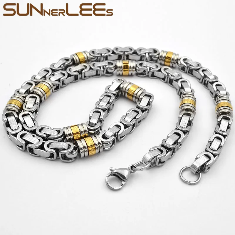SUNNERLEES 316L ожерелье из нержавеющей стали 8 мм Геометрическая Византийская
