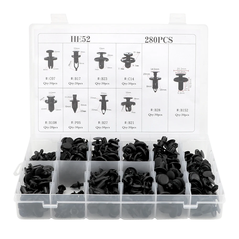

LEEPEE Plate Screw Clip Push Type Buckle Auto Fender Fastener Car Accessories 280PCS 10 Kinds Mixed Car Bumper Fixed Clamp