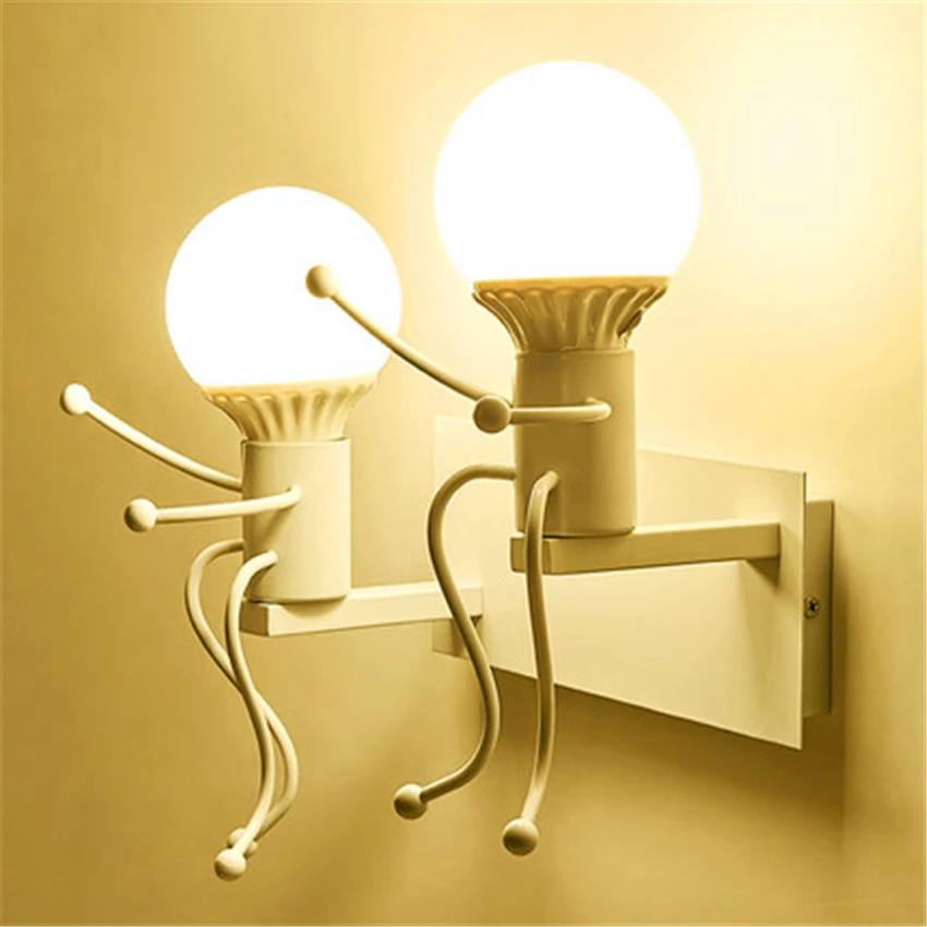 

Modern Iron LED Wall Light Color Fixtures Bedroom Corridor Bar Restaurant Hotel Cartoon Robot LED Modern Wall Lamp Wall Sconce