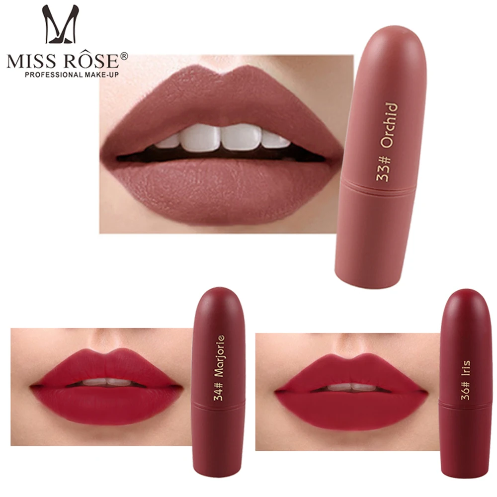

2018 New Lipsticks For Women Sexy Brand Lips Color Cosmetics Waterproof Long Lasting Miss Rose Nude Lipstick Matte Makeup