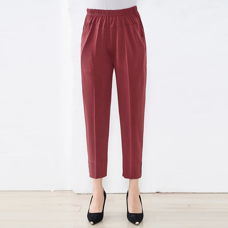 

Women Pants 2019 Spring Summer Female Fashion Solid Loose Elastic Waist Casual Trousers Straight Pants Plus Size