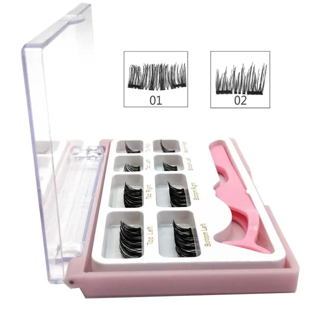 

8 PCS 2 To Single 3D Magnetic Eyelashes Double Magnets Without Glue Natural And Beautiful Reusable Multi-functional Beauty Tools