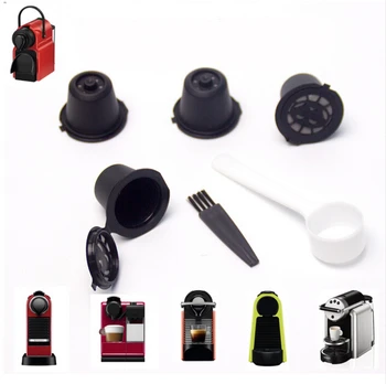 4x Refillable Reusable Coffee Capsules Pods For Nespresso Machines Spoon Helper