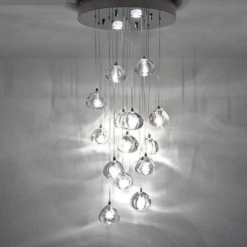 

Bar irregular glass ball led pendant lamp suspension luminaire for Living Room hotel hall led luminaria stair crystal lighting