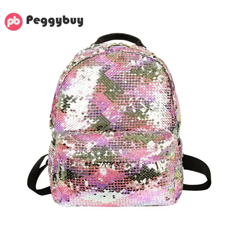 

Backpacks Women Fashion Glitter Sequins laptop backpack Large Capacity Solid Color Travel Bag women male Schoolbag Packs mochila
