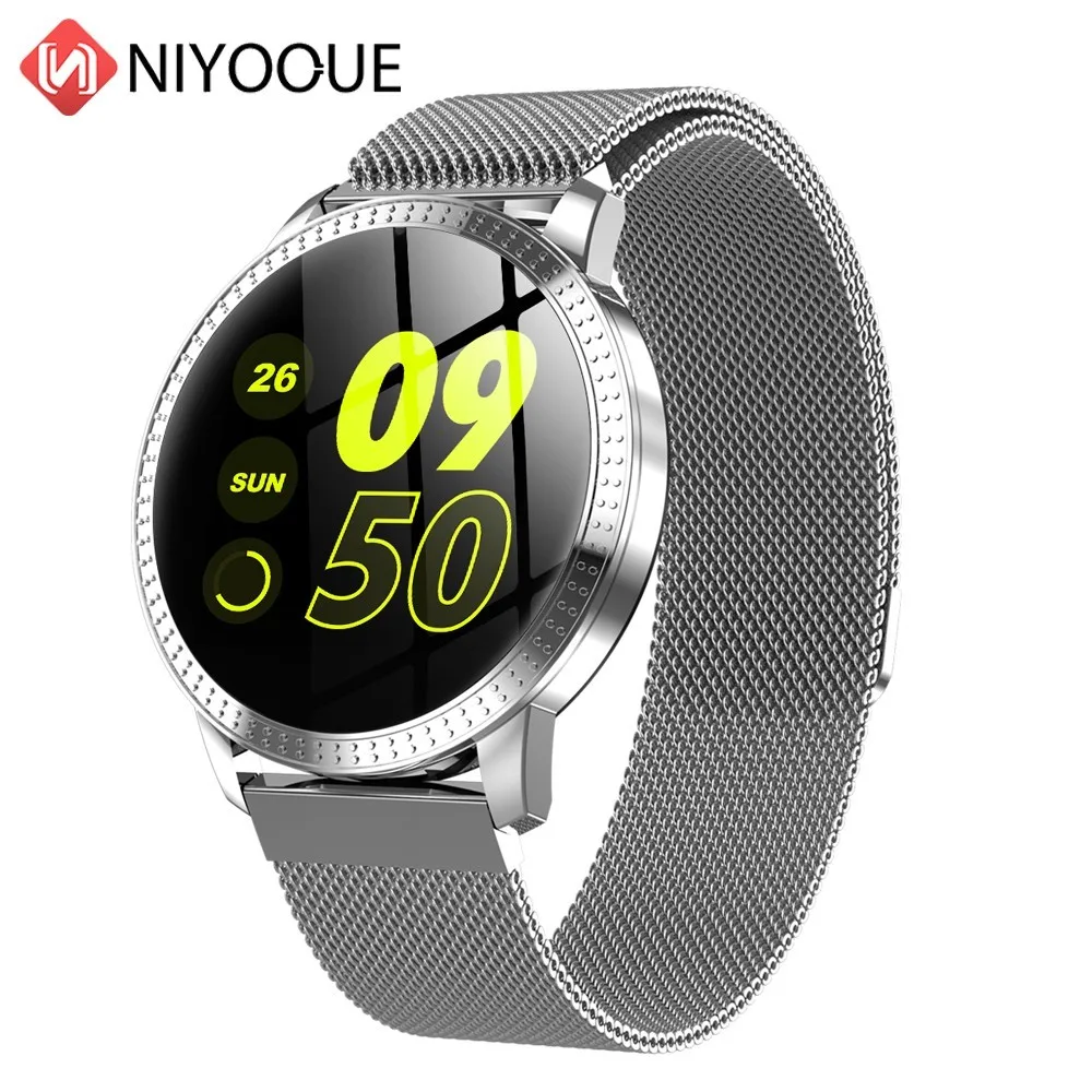 Smart Watch CF18 Waterproof IP67 1.22 Inch Blood Pressure Monitoring Metal Starp Multi Sport Modes SmartWatch Women Band