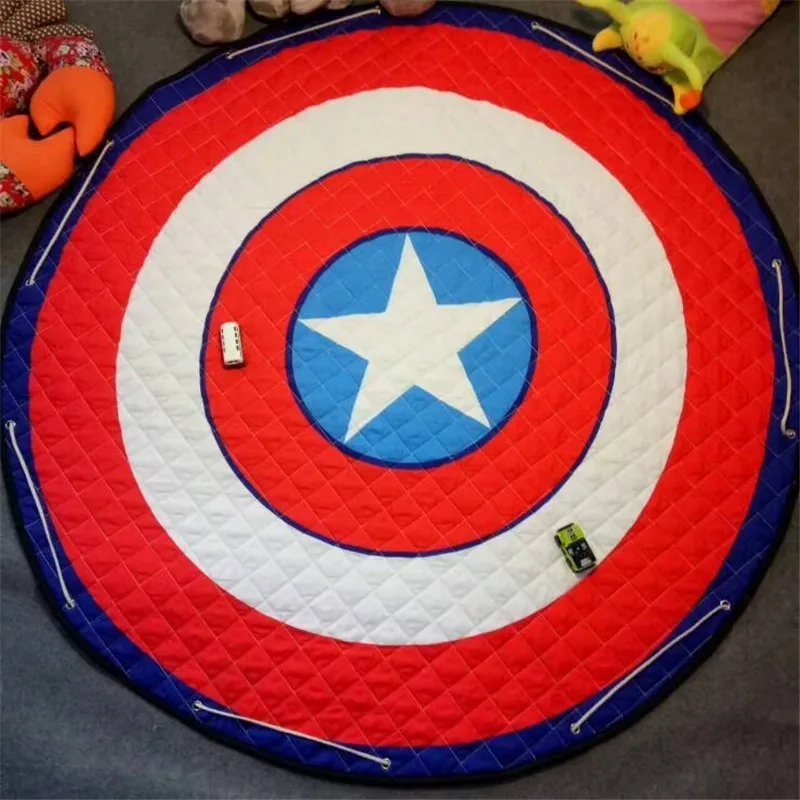 

Cartoon Fox Captain America 150cm Round Carpet Kids Room Anti-slip Rug Floor Mat Picnic Blanket Baby Play Mat Toy Storage bag