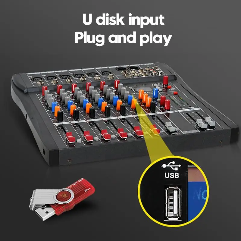 Профессиональная студия Аудио Звук микшерный пульт bluetooth USB Запись Воспроизведение компьютера Phantom Мощность эффект 6 каналов аудио смесител... Профессиональная студия Аудио Звук микшерный пульт bluetooth USB Запись Воспроизведение компьютера Phantom Мощность эффект 6 каналов аудио смесител...