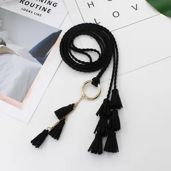 

2019 New Style String Tassled Knot Ring Rope Woven Belt Versatile Dress Waist Slim Fit Female Cord