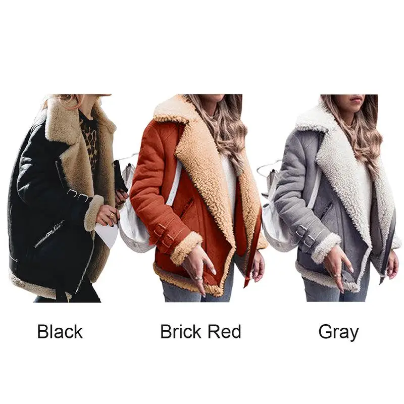 buy Autumn and Winter Korean Style Loose Large Size Fur Warm Coat Jackets Velvet Cotton Lapel Thick Cas