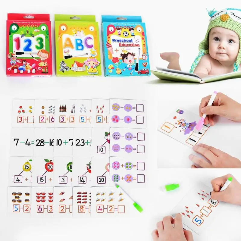

Early Learning Alphabet Number Arithmetic Learning Cards with Pen Child Toy