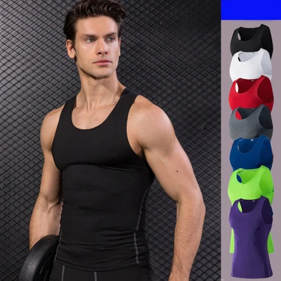 

Mens Running Vest Gym Sleeveless Shirt Summer Slim Tank S-3XL 2019 Men Sport Vest Top New Workout Training Man Singlet Fitness