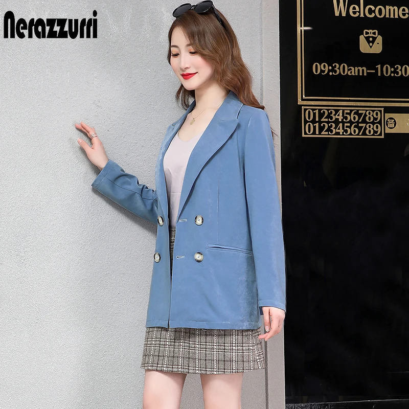 Nerazzurri ladies blazer plus size women blazers and jackets 2019 4xl 5xl 6xl 7xl slim black double breasted work office jacket